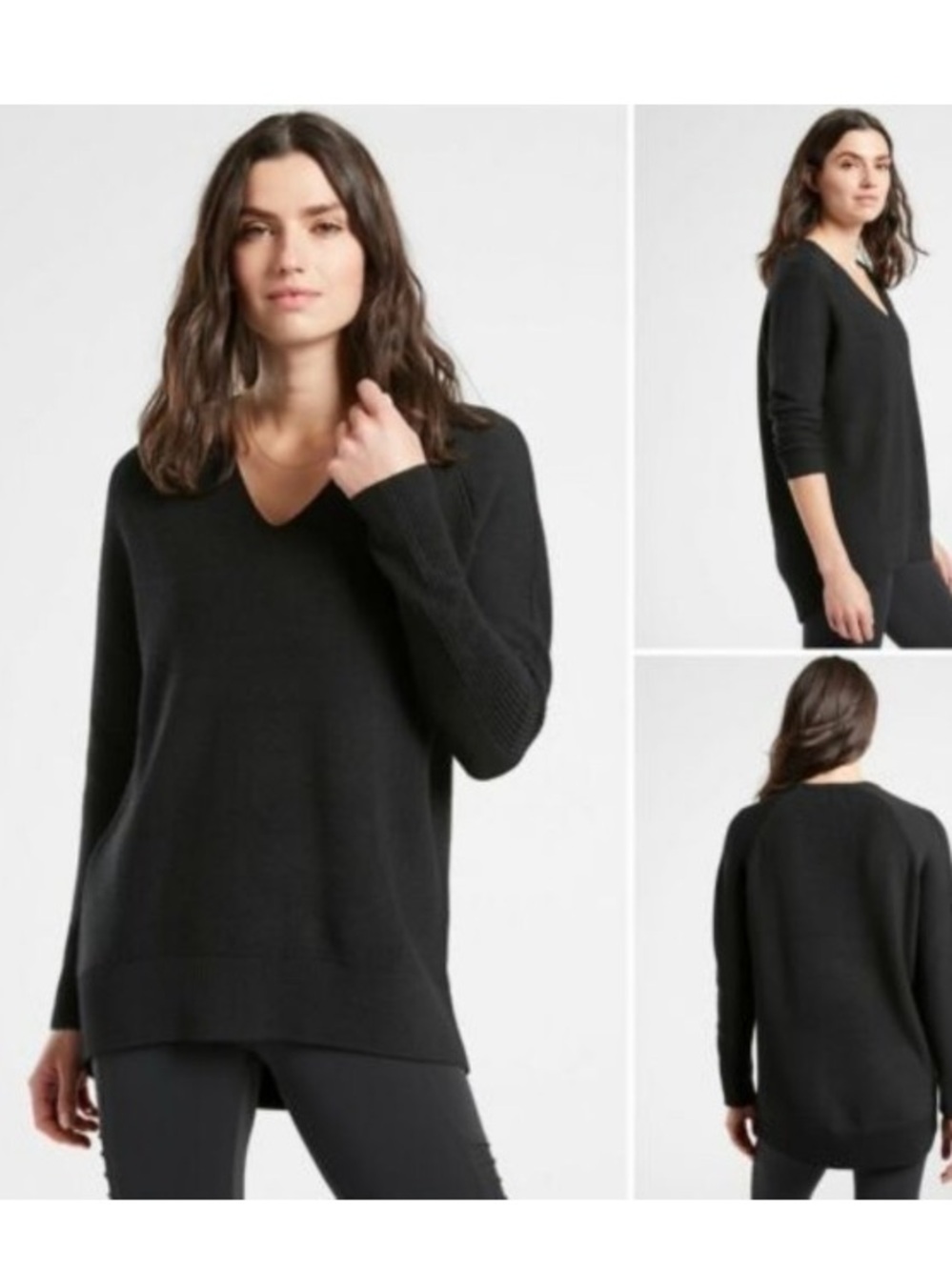 Athleta Hanover v neck merino wool blend sweater XS